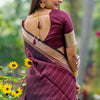 Bewitching Wine Soft Silk Saree With Fugacious Blouse Piece