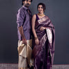 Evanescent Purple Soft Silk Saree With Brood Blouse Piece