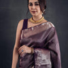 Evanescent Purple Soft Silk Saree With Brood Blouse Piece