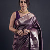 Evanescent Purple Soft Silk Saree With Brood Blouse Piece