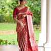 Panoply Red Soft Silk Saree With Dissemble Blouse Piece