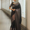 Beauteous Black Soft Silk Saree With Twirling Blouse Piece