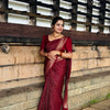 Lovely Wine Soft Silk Saree With Outstanding Blouse Piece