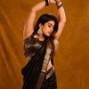 Sensational Black Soft Silk Saree With Precious Blouse Piece