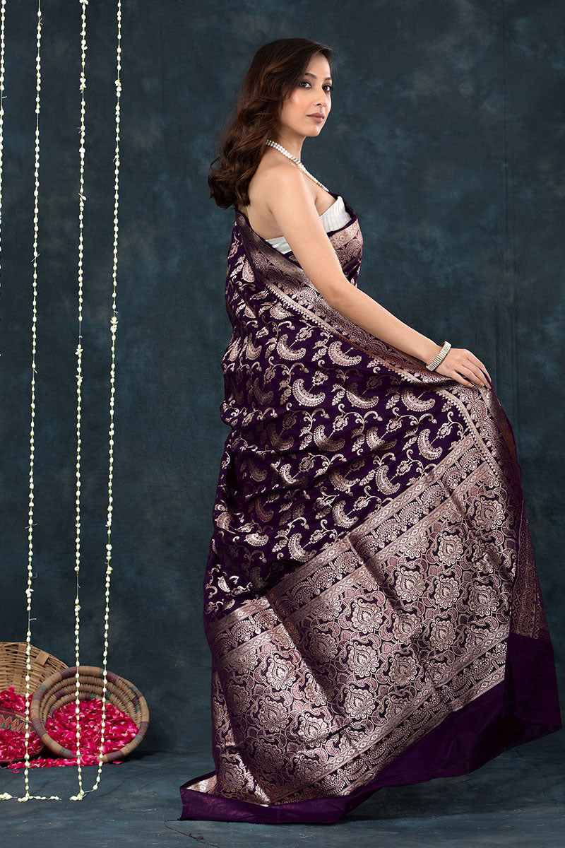 Elegant Purple Soft Silk Saree With Stylish Blouse Piece