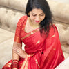 Prodigal Red Soft Silk Saree With Energetic Blouse Piece