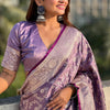Artistic Lavender Soft Silk Saree With Jubilant Blouse Piece