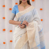 Resonant Beige Cotton Silk Saree With Gossamer Blouse Piece