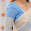 Resonant Beige Cotton Silk Saree With Gossamer Blouse Piece