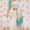 Embellished Beige Cotton Silk Saree With Ravishing Blouse Piece