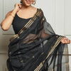 Imaginative Black Cotton Silk Saree With Desirable Blouse Piece