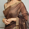 Embellished Brown Cotton Silk Saree With Felicitous Blouse Piece