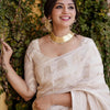 Amazing Off White Soft Silk Saree With Marvellous Blouse Piece