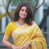 Jazzy Yellow Soft Silk Saree With Embellished Blouse Piece