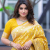 Jazzy Yellow Soft Silk Saree With Embellished Blouse Piece