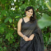 Intricate Black Soft Silk Saree With Whimsical Blouse Piece