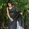 Intricate Black Soft Silk Saree With Whimsical Blouse Piece