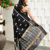 Elision Black Soft Silk Saree With Assemblage Blouse Piece