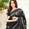 Elision Black Soft Silk Saree With Assemblage Blouse Piece
