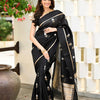 Elision Black Soft Silk Saree With Assemblage Blouse Piece