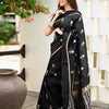 Elision Black Soft Silk Saree With Assemblage Blouse Piece