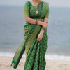 Stunner Green Soft Silk Saree With Opulent Blouse Piece