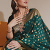 Attractive Dark Green Soft Silk Saree With Precious Blouse Piece
