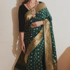 Attractive Dark Green Soft Silk Saree With Precious Blouse Piece