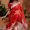 Intricate Red Soft Silk Saree With Delightful Blouse Piece