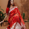 Intricate Red Soft Silk Saree With Delightful Blouse Piece