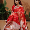 Intricate Red Soft Silk Saree With Delightful Blouse Piece