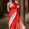 Intricate Red Soft Silk Saree With Delightful Blouse Piece