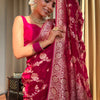 Flaunt Dark Pink Soft Silk Saree With Extraordinary Blouse Piece