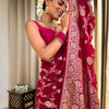 Flaunt Dark Pink Soft Silk Saree With Extraordinary Blouse Piece
