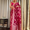 Flaunt Dark Pink Soft Silk Saree With Extraordinary Blouse Piece