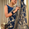 Classy Navy Blue Soft Silk Saree With Arresting Blouse Piece