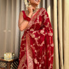 Desiring Red Soft Silk Saree With Exceptional Blouse Piece