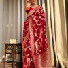 Desiring Red Soft Silk Saree With Exceptional Blouse Piece