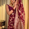 Inspiring Wine Soft Silk Saree With Beauteous Blouse Piece