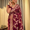 Inspiring Wine Soft Silk Saree With Beauteous Blouse Piece