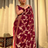 Inspiring Wine Soft Silk Saree With Beauteous Blouse Piece
