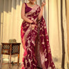 Inspiring Wine Soft Silk Saree With Beauteous Blouse Piece