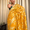 Desirable Yellow Soft Silk Saree With Super classy Blouse Piece