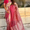 Prominent Dark Pink Soft Silk Saree With Classy Blouse Piece
