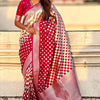 Prominent Dark Pink Soft Silk Saree With Classy Blouse Piece