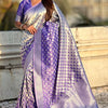 Unique Lavender Soft Silk Saree With Vestigial Blouse Piece