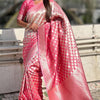 Charming Pink Soft Silk Saree With Blooming Blouse Piece