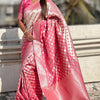 Charming Pink Soft Silk Saree With Blooming Blouse Piece