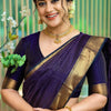 Adoring Navy Blue Soft Silk Saree With Delightful Blouse Piece