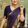 Adoring Navy Blue Soft Silk Saree With Delightful Blouse Piece